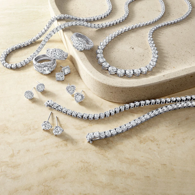 DiamonArt® Sterling Silver 20¾ CT. T.W. Cubic Zirconia Graduated Link Necklace