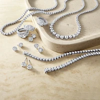 DiamonArt® Sterling Silver 20¾ CT. T.W. Cubic Zirconia Graduated Link Necklace