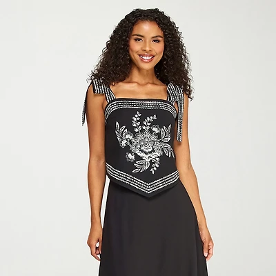 Premier Amour Womens Straight Neck Sleeveless Blouse