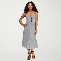 City Triangle Womens Juniors Sweetheart Neck Sleeveless Gingham A-Line Dress