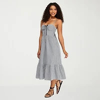 City Triangle Womens Juniors Sweetheart Neck Sleeveless Gingham A-Line Dress
