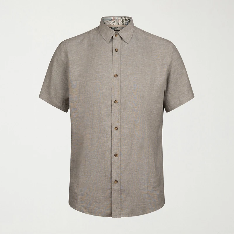 Report Collection Linen Blend Mens Modern Fit Easy Care Short Sleeve Dress Shirt