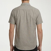 Report Collection Linen  Blend Mens Modern Fit Easy Care Short Sleeve Dress Shirt