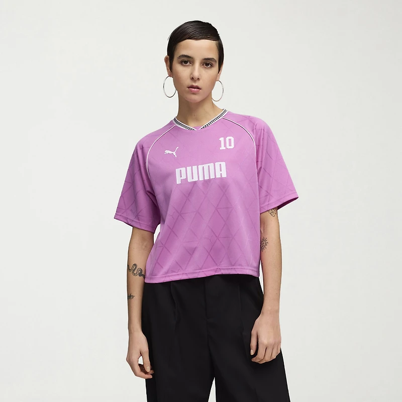 PUMA Jersey Womens Crew Neck Short Sleeve Active Crop Top