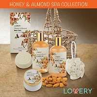 LOVERY™ Honey & Almond Home Bath Gift Set - 7pc Handmade Spa Kit