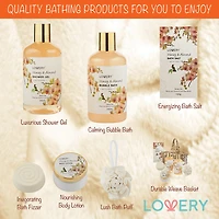 LOVERY™ Honey & Almond Home Bath Gift Set - 7pc Handmade Spa Kit