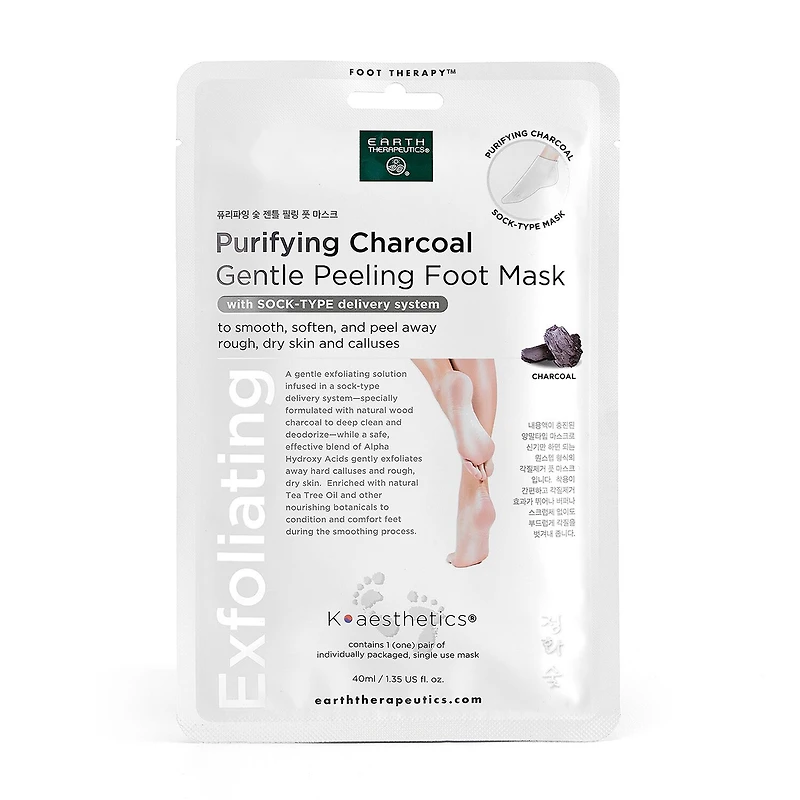 Earth Therapeutics Charcoal Gentle Peeling Foot Mask
