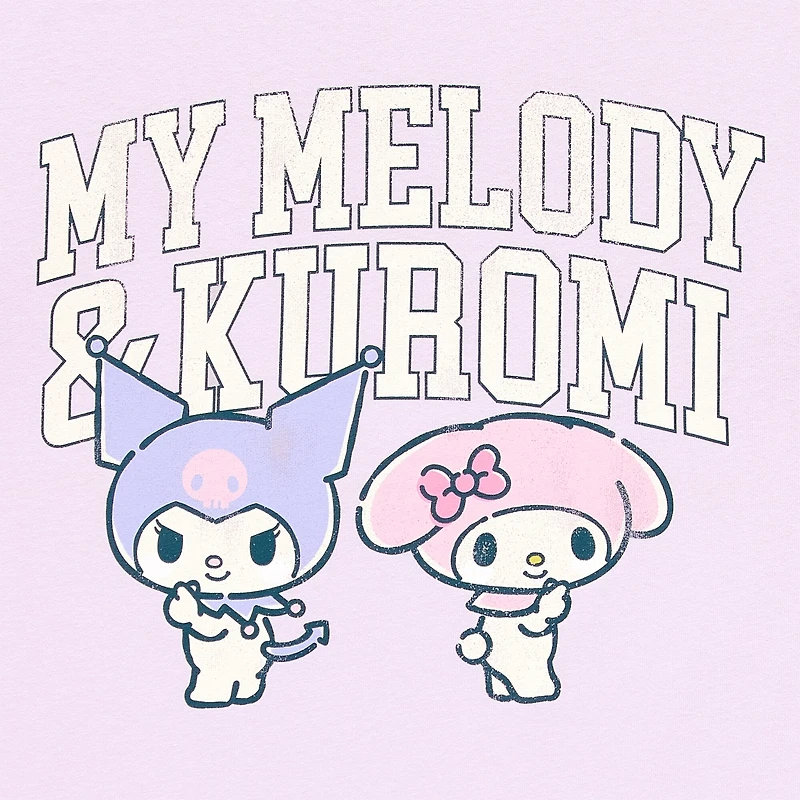 Grayson Threads, The Label Womens Juniors Crew Neck Short Sleeve Loose Fit Kuromi My Melody Graphic T-Shirt