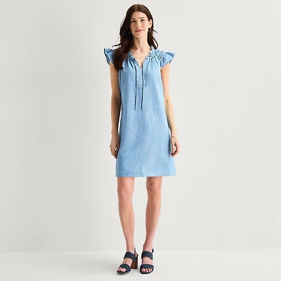 Isabel & Nina Womens Notch Neck Short Sleeve Shift Dress