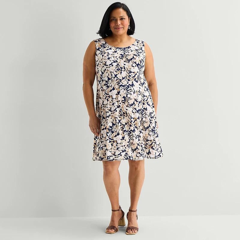 Perceptions Womens Plus Floral Jacket Dress