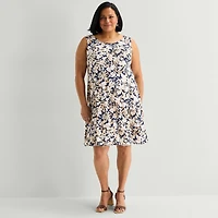 Perceptions Womens Plus Floral Jacket Dress