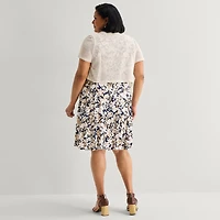 Perceptions Womens Plus Floral Jacket Dress