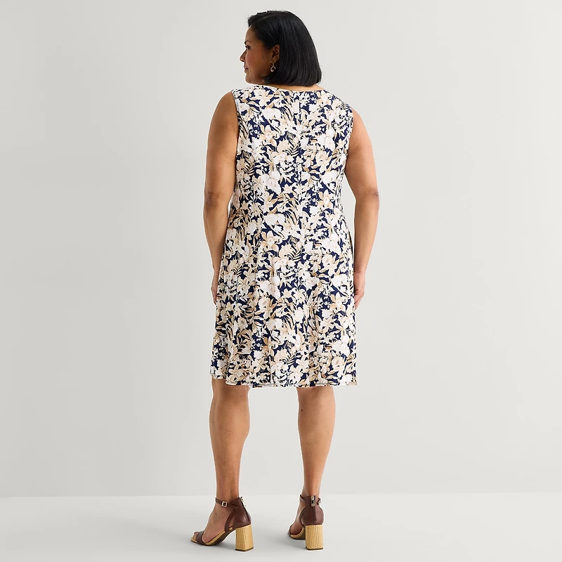 Perceptions Womens Plus Floral Jacket Dress