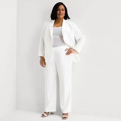 Black Label by Evan-Picone Trouser Womens Plus Classic Fit Wide Leg Suit Pant