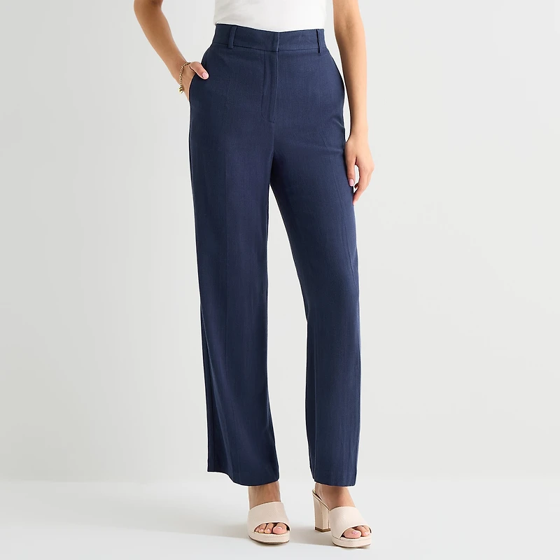 by&by Womens Juniors Straight Mid Rise Flat Front Pant