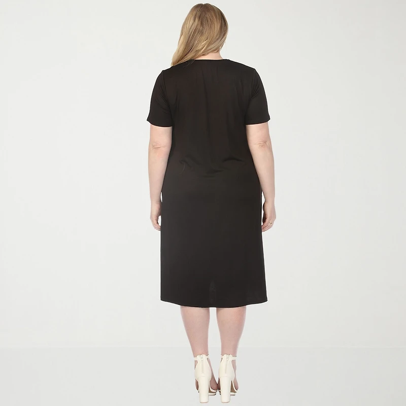 White Mark Crew Neck Womens Plus Short Sleeve T-Shirt Dress