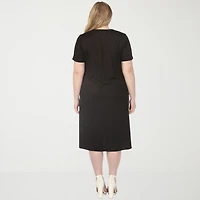 White Mark Crew Neck Womens Plus Short Sleeve T-Shirt Dress