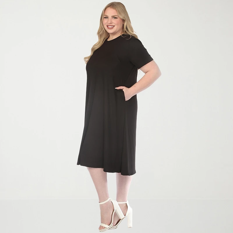 White Mark Crew Neck Womens Plus Short Sleeve T-Shirt Dress
