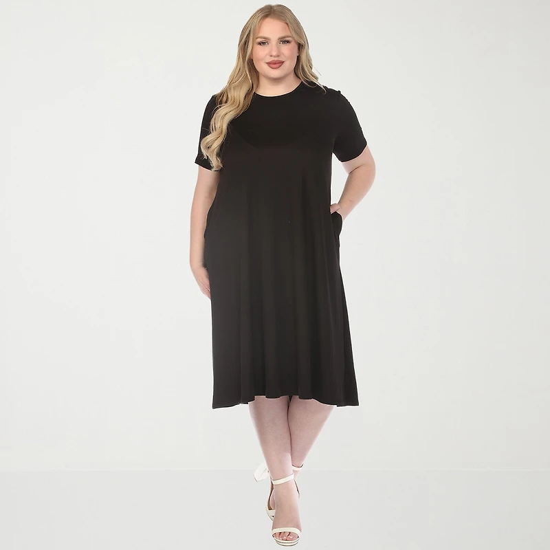 White Mark Crew Neck Womens Plus Short Sleeve T-Shirt Dress