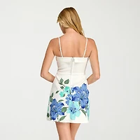 Trixxi Womens Juniors Square Neck Sleeveless Casual Floral Bodycon Dress