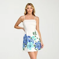 Trixxi Womens Juniors Square Neck Sleeveless Casual Floral Bodycon Dress