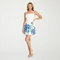 Trixxi Womens Juniors Square Neck Sleeveless Casual Floral Bodycon Dress