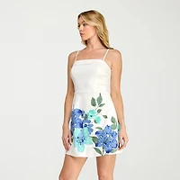 Trixxi Womens Juniors Square Neck Sleeveless Casual Floral Bodycon Dress