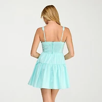 Trixxi Womens Juniors Sweetheart Neck Sleeveless Fit + Flare Dress