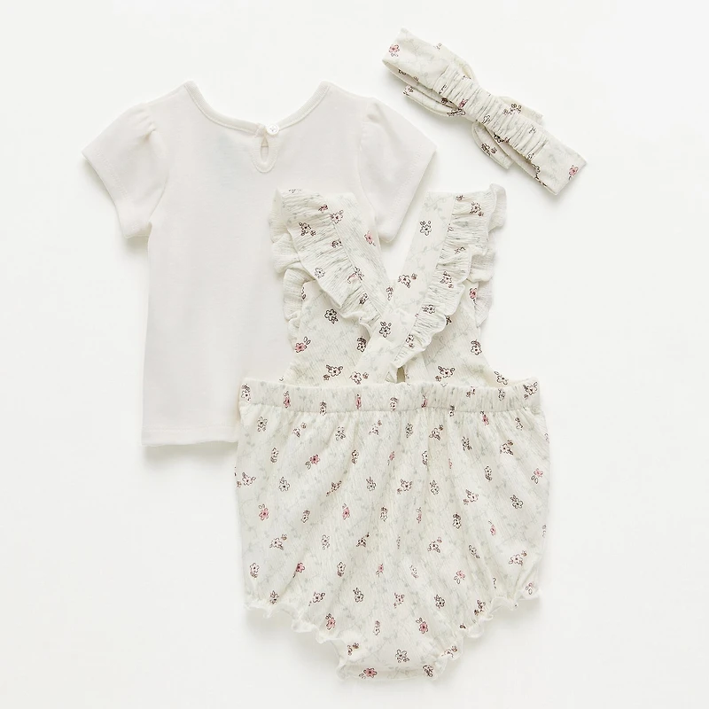 Baby Girls 3-pc. Winnie The Pooh Shortall Set