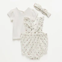 Baby Girls 3-pc. Winnie The Pooh Shortall Set
