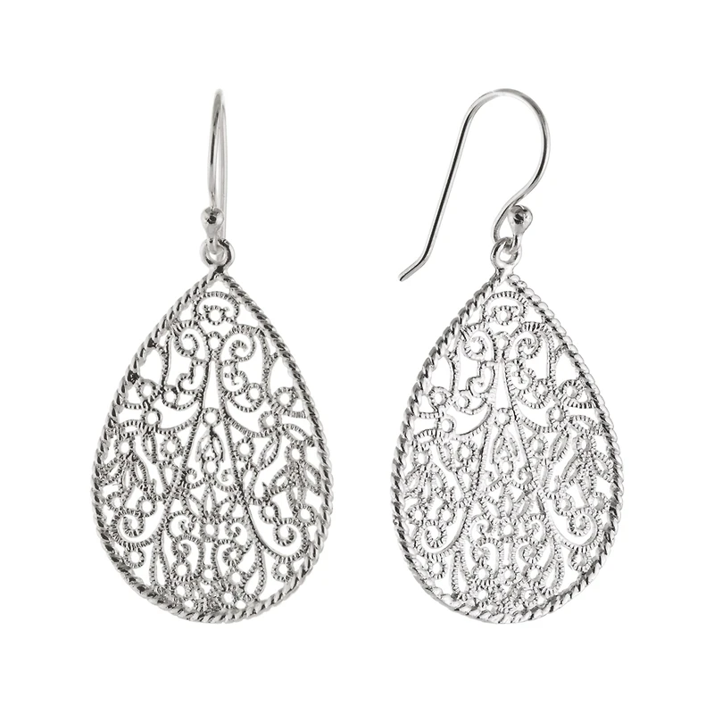 Silver Reflections Womens Pure Silver Over Brass Drop Earrings