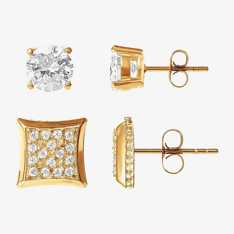 Shaquille O'Neal XLG™ Mens Cubic Zirconia Stainless Steel 2 Pair Earring Set