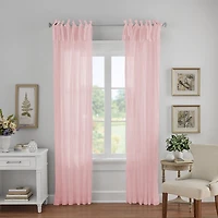 Threadmade Jolie Crushed Tie Top Sheer Single Curtain Panel
