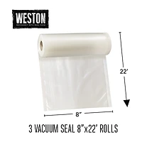 Weston 3-Pack 8" X 22' Vacuum Sealer Bag Rolls