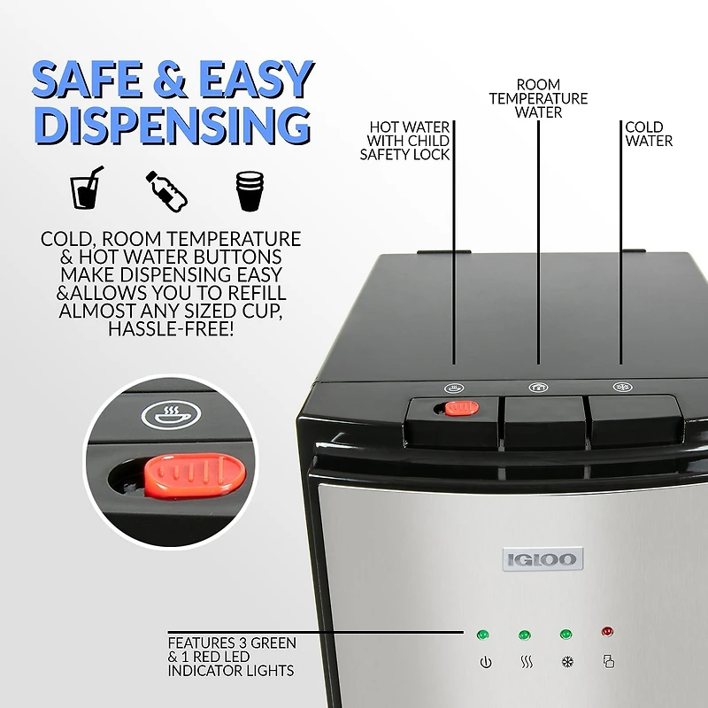 Igloo Hot, Cold & Room Temperature Bottom-Load Water Dispenser