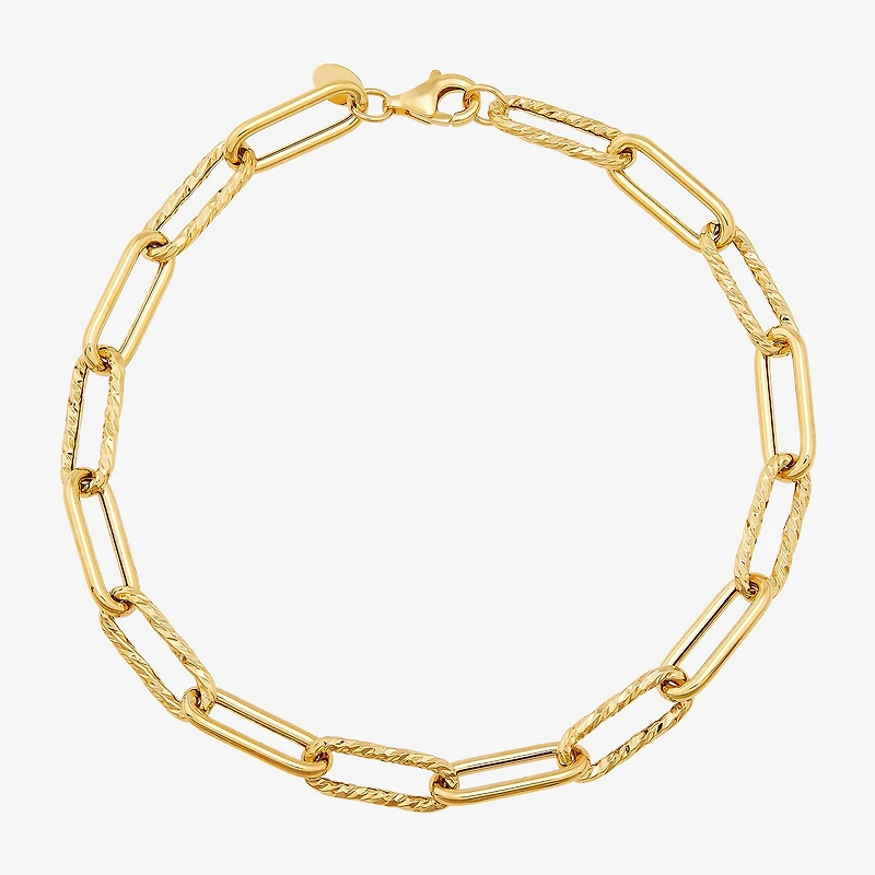 Gold Addiction Womens 14K Gold 8 Inch Hollow Paperclip Chain Bracelet