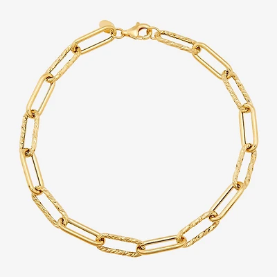Gold Addiction Womens 14K Gold 8 Inch Hollow Paperclip Chain Bracelet