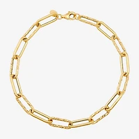 Gold Addiction Womens 14K Gold 8 Inch Hollow Paperclip Chain Bracelet