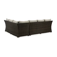 Signature Design by Ashley® Brook Ranch 3-pc. Outdoor Sofa Sectional and Bench with Cushions
