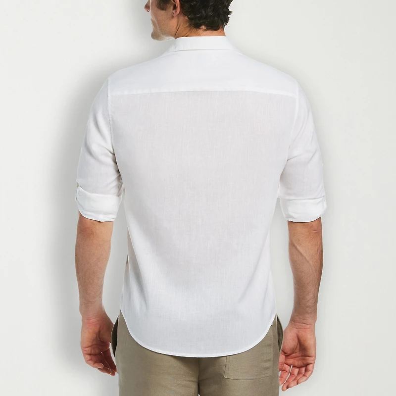 Cubavera Travelselect Linen-Blend Mens Long Sleeve Regular Fit Button-Down Shirt