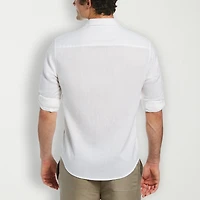 Cubavera Travelselect Linen-Blend Mens Long Sleeve Regular Fit Button-Down Shirt