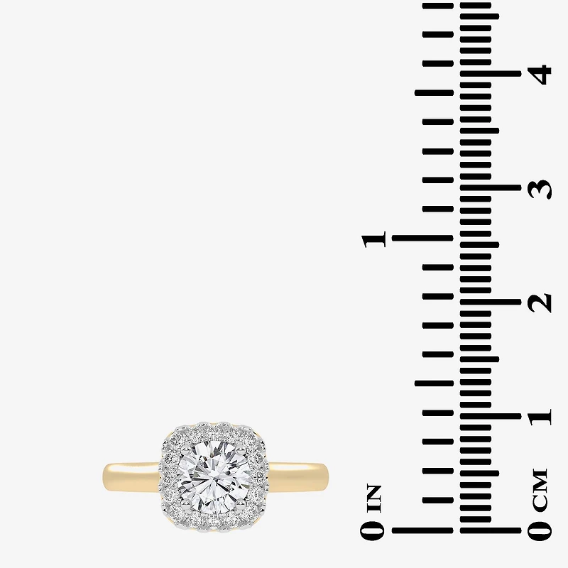 1 CT. T.W. Lab-Grown (G-H / SI1-SI2) Diamond Cushion Halo Engagement Ring 10K Gold