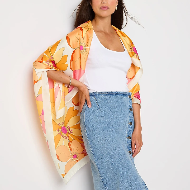 Mixit Large Floral Square Scarf