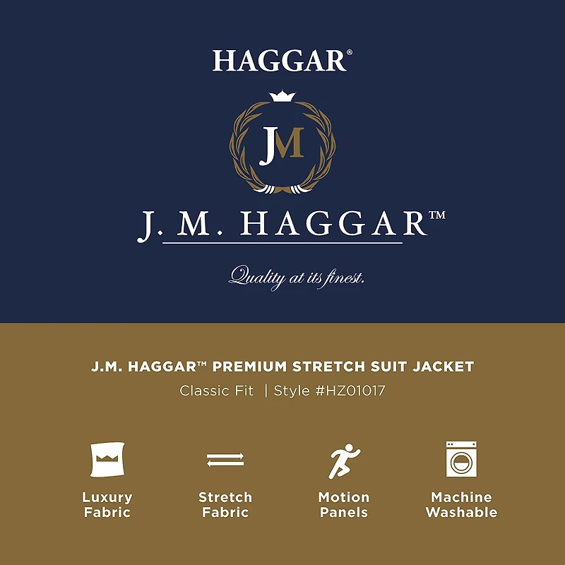 Haggar JMH Prince Of Wales Mens Stretch Fabric Classic Fit Plaid Suit Jacket