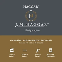 Haggar JMH Tailored Wool Windowpane Mens Stretch Fabric Modern Fit Suit Jacket