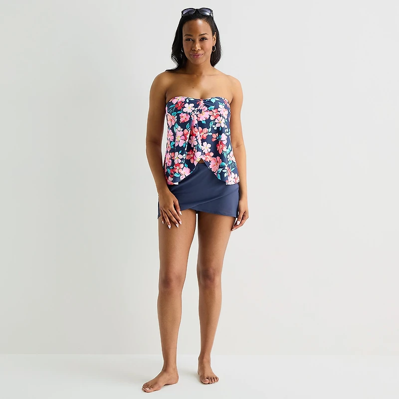 Liz Claiborne Womens Floral Tankini Swimsuit Top