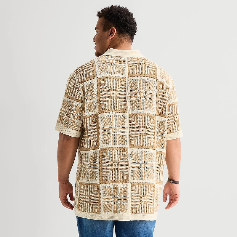 Arizona Big and Tall Mens Short Sleeve Button Polo Sweater