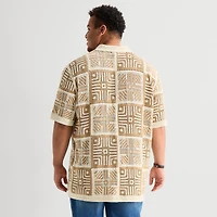 Arizona Big and Tall Mens Short Sleeve Button Polo Sweater