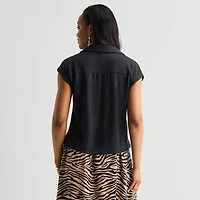 Liz Claiborne Womens V Neck Short Sleeve Blouse