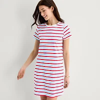 St. John's Bay Womens Short Sleeve T-Shirt Dress